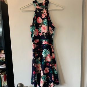 Sleeveless high neck floral dress